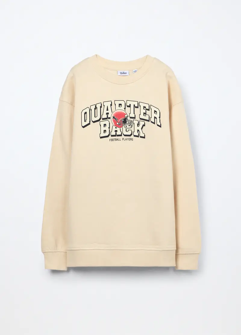 Felpa In Puro Cotone Ragazzo, Bambino, Beige chiaro