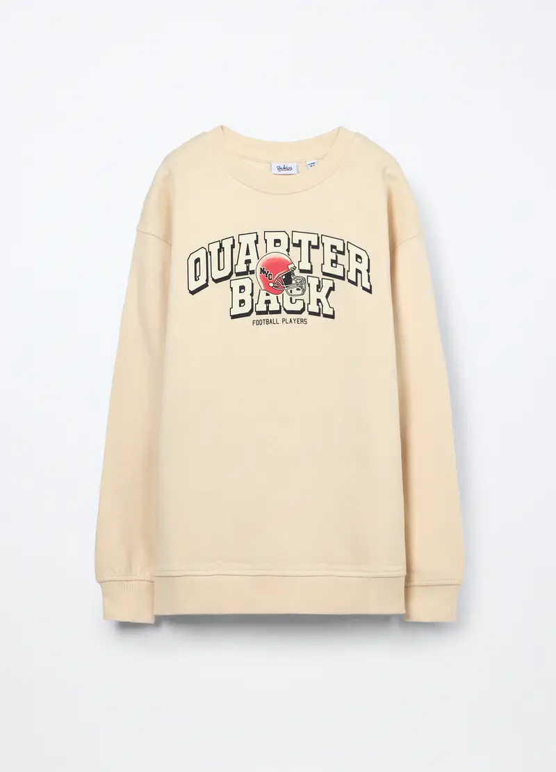 Felpa In Puro Cotone Ragazzo, Bambino, Beige chiaro