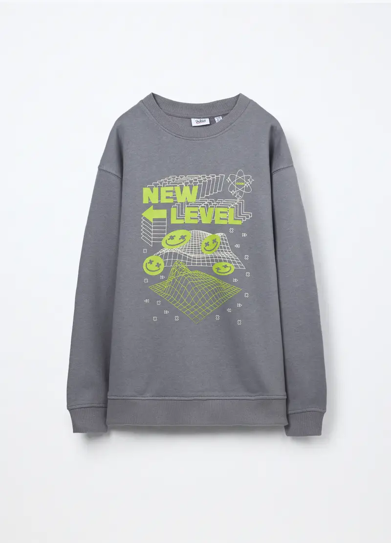 Felpa In Puro Cotone Ragazzo, Bambino, Grigio chiaro