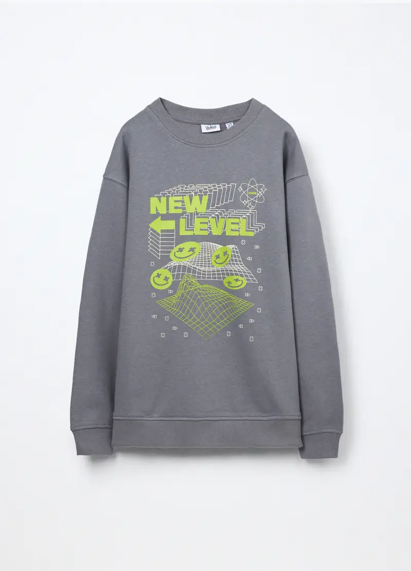 Felpa In Puro Cotone Ragazzo, Bambino, Grigio chiaro