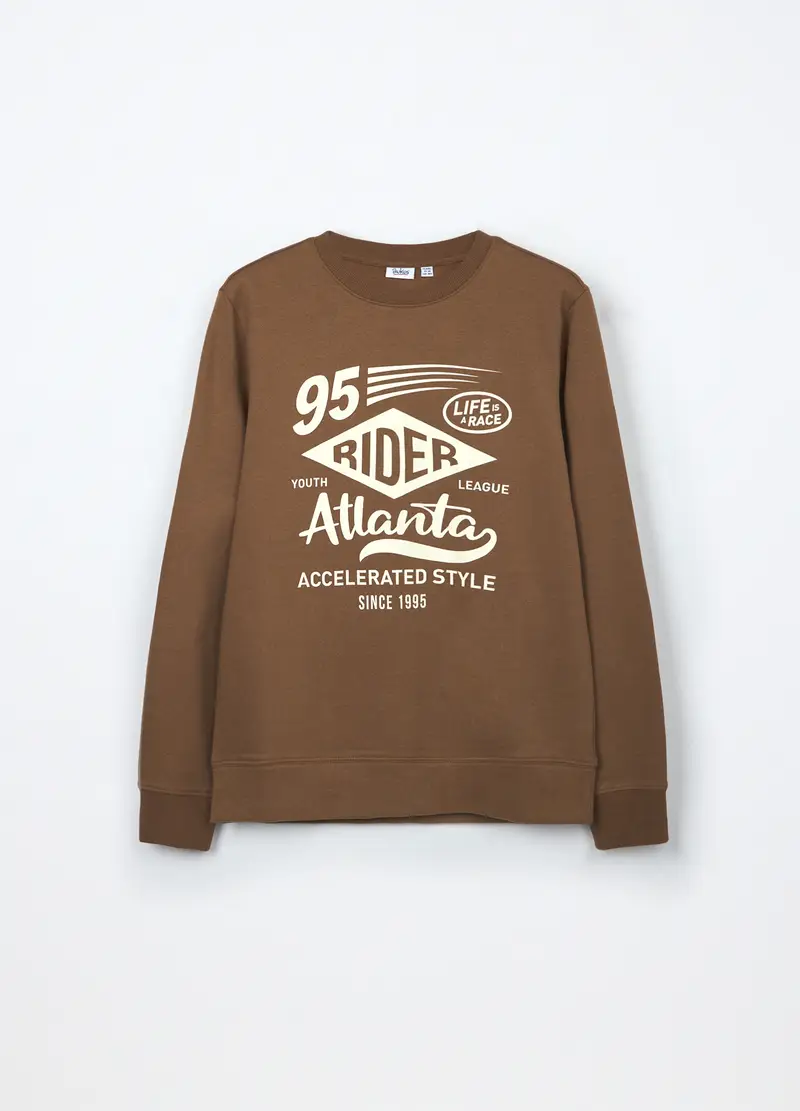 Felpa In Puro Cotone Ragazzo, Bambino, Marrone cioccolato