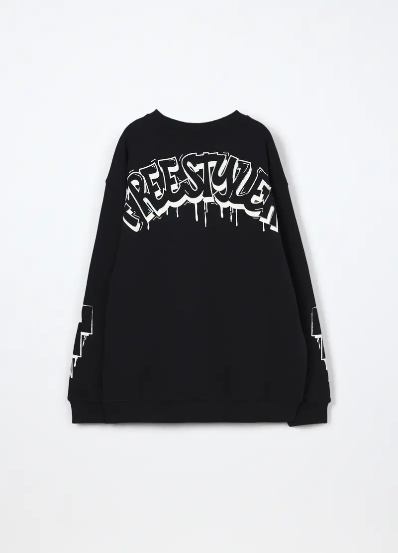 Felpa In Puro Cotone Ragazzo, Bambino, Nero miniatura 2