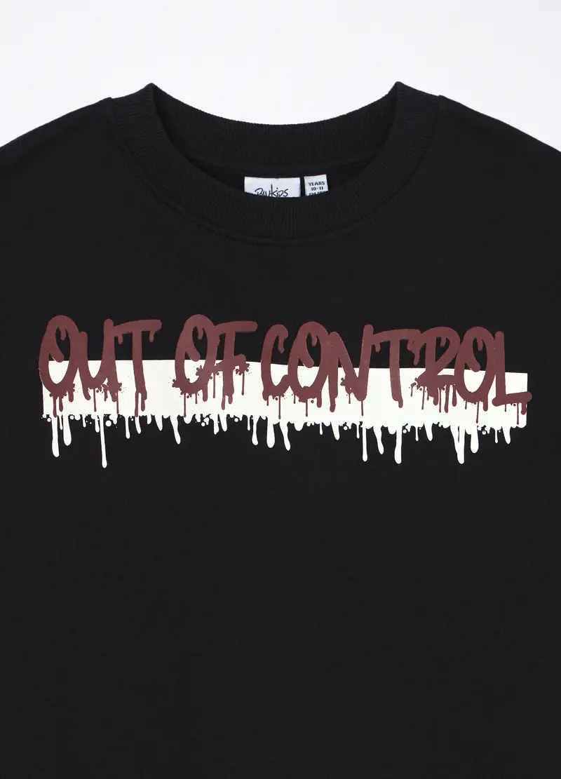 Felpa In Puro Cotone Ragazzo, Bambino, Nero miniatura 3