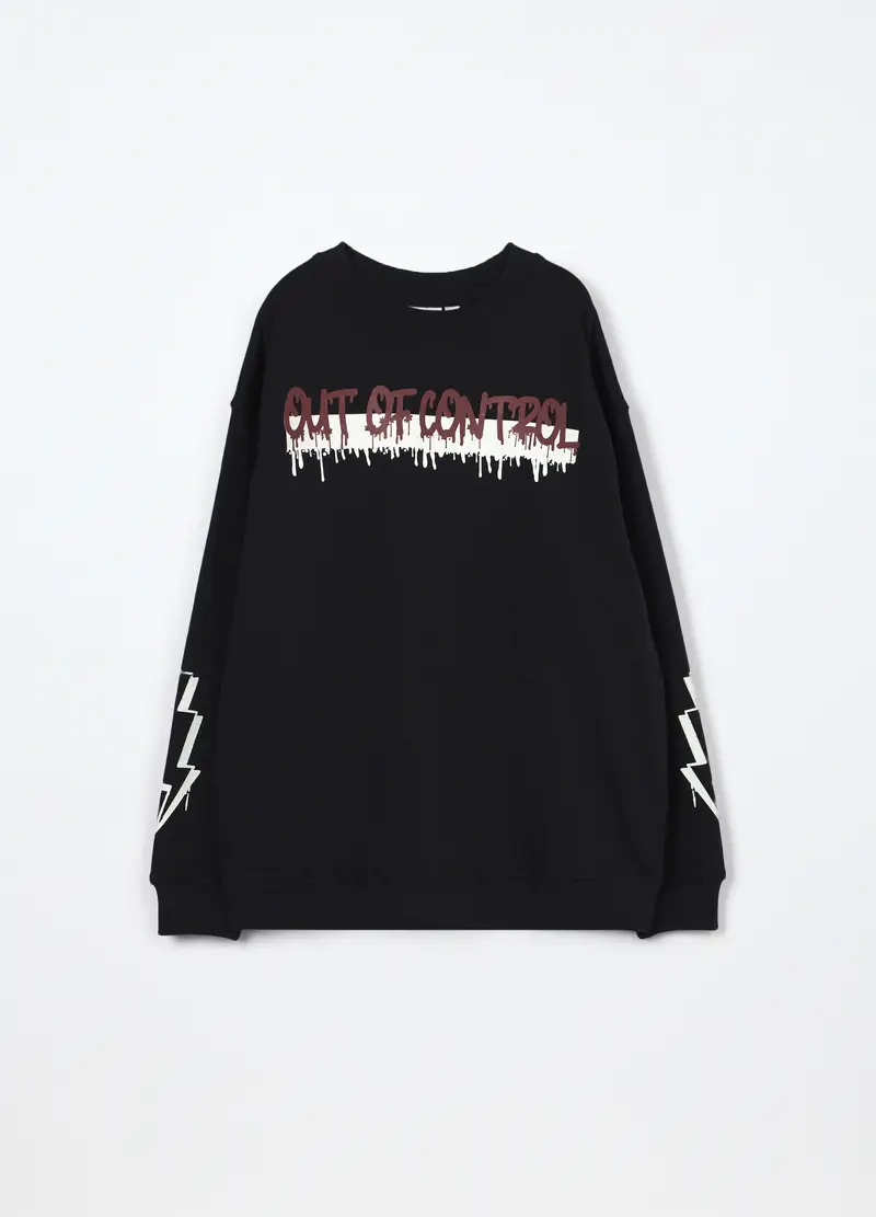 Felpa In Puro Cotone Ragazzo, Bambino, Nero