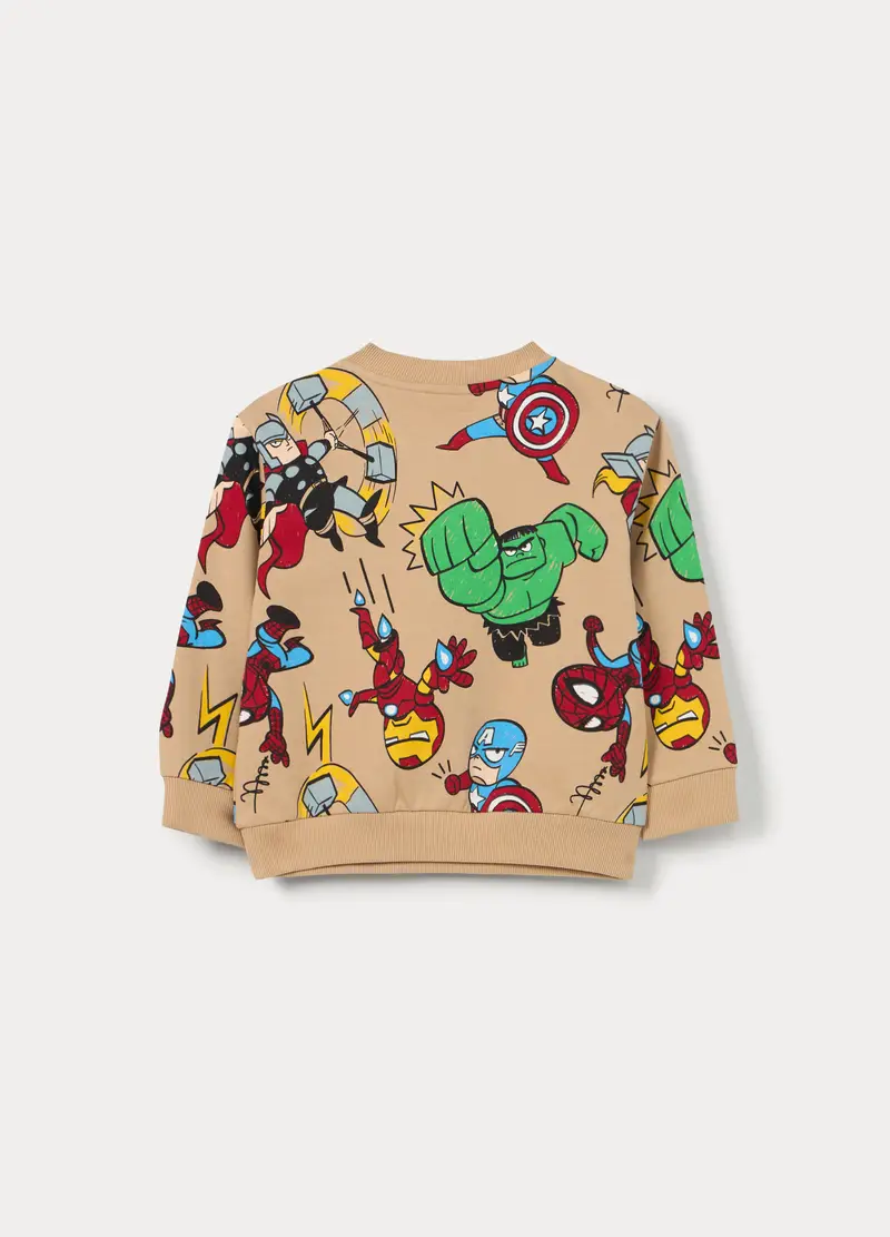 Felpa Marvel In French Terry Di Puro Cotone Bimba, Bambino, Beige chiaro miniatura 2