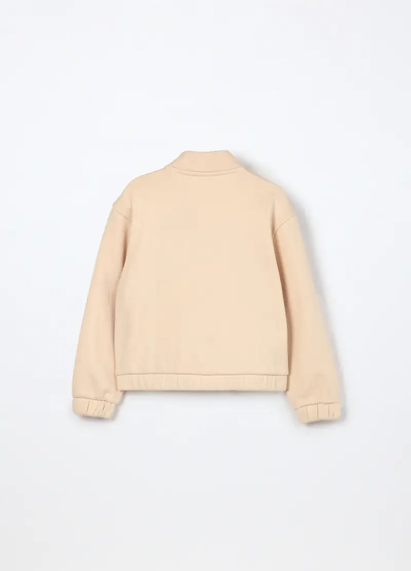 Felpa Misto Cotone Bambina, Beige chiaro miniatura 2