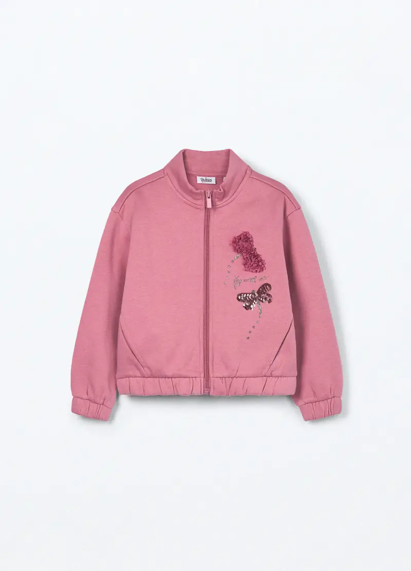 Felpa Misto Cotone Bambina, Rosa pastello