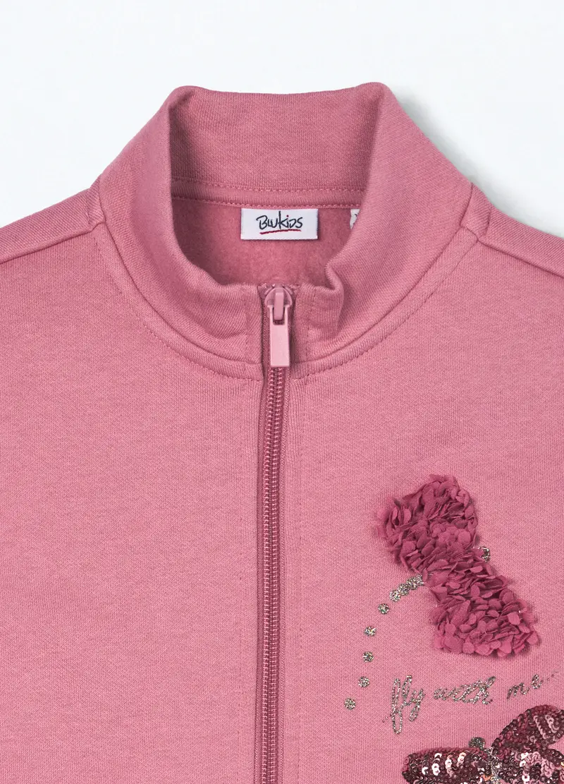 Felpa Misto Cotone Bambina, Rosa pastello miniatura 3