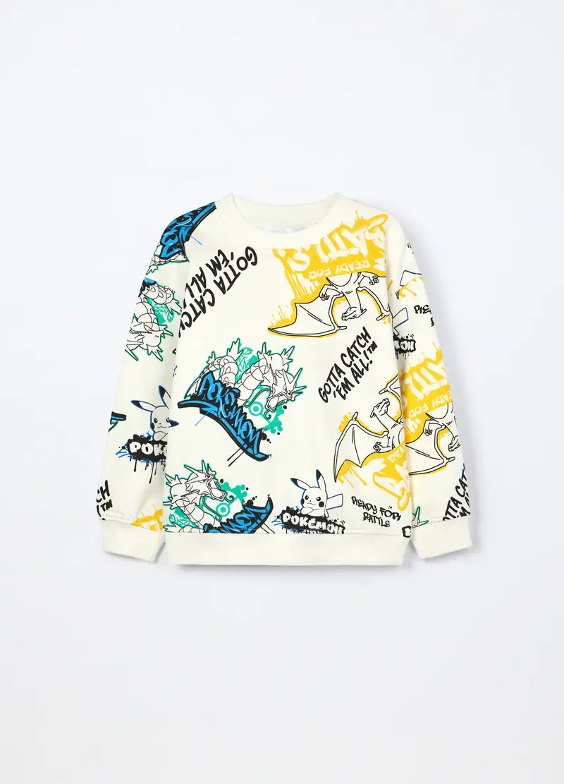 Felpa Misto Cotone Bambino, Bianco panna