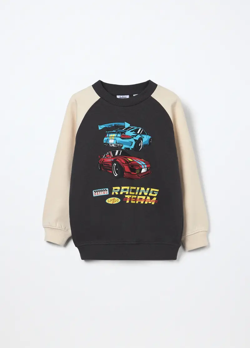 Felpa Misto Cotone Fleece Bambino, Grigio scuro