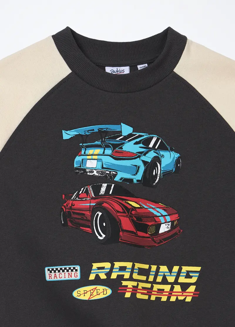 Felpa Misto Cotone Fleece Bambino, Grigio scuro miniatura 3