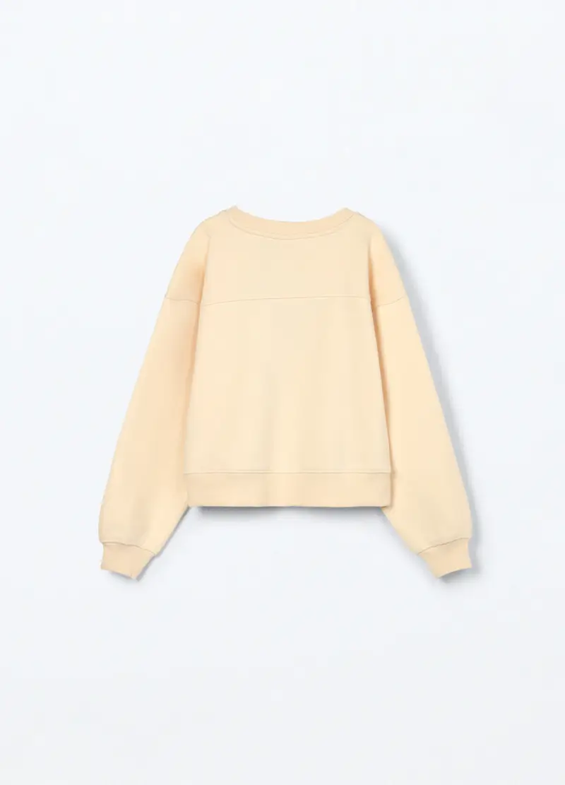 Felpa Misto Cotone Ragazza, Bambina, Beige chiaro miniatura 2