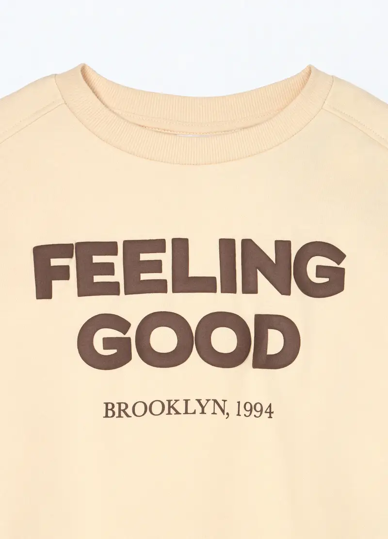 Felpa Misto Cotone Ragazza, Bambina, Beige chiaro miniatura 3