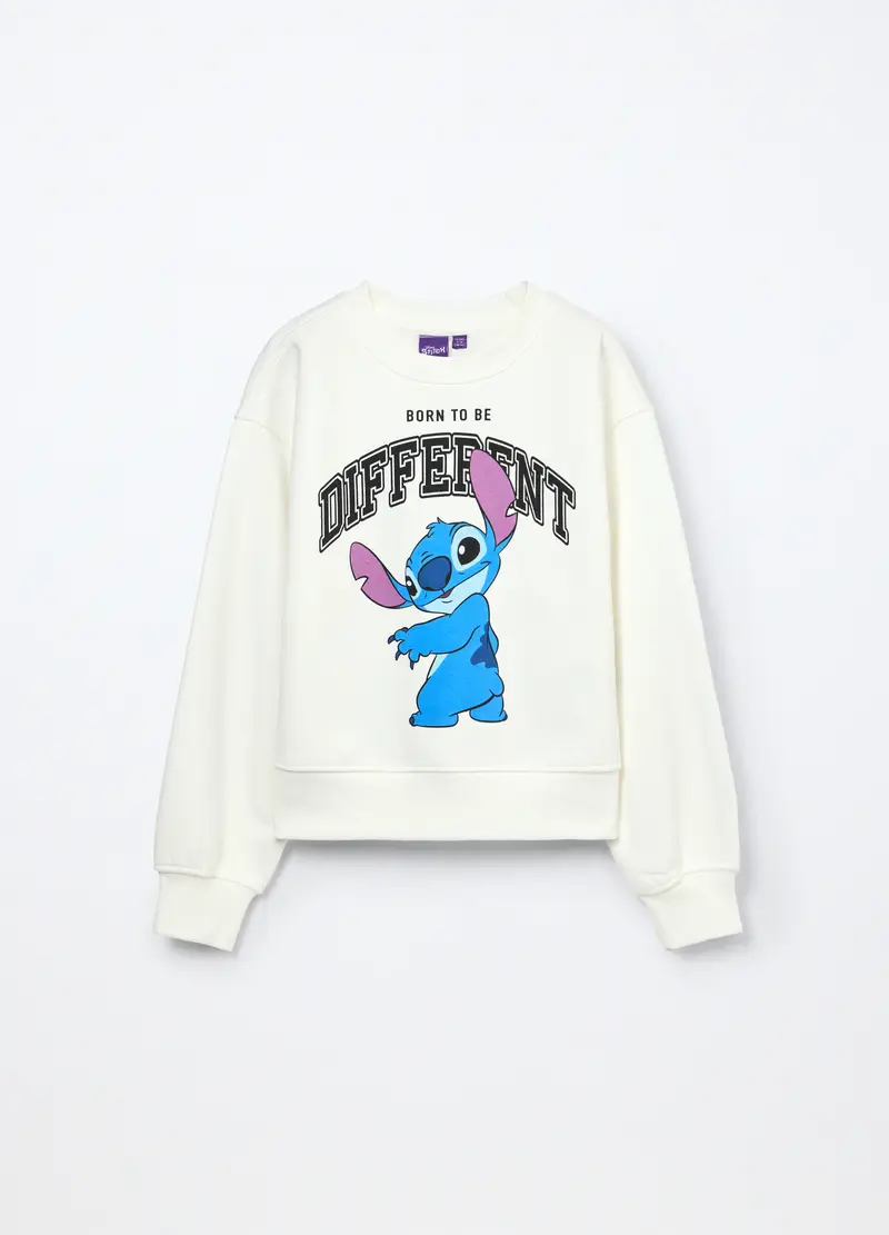 Felpa Misto Cotone Ragazza, Bambina, Bianco gesso