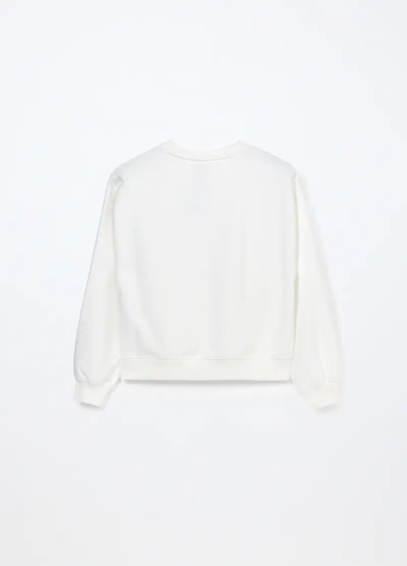 Felpa Misto Cotone Ragazza, Bambina, Bianco panna miniatura 2