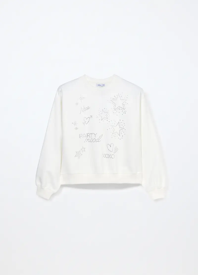 Felpa Misto Cotone Ragazza, Bambina, Bianco panna