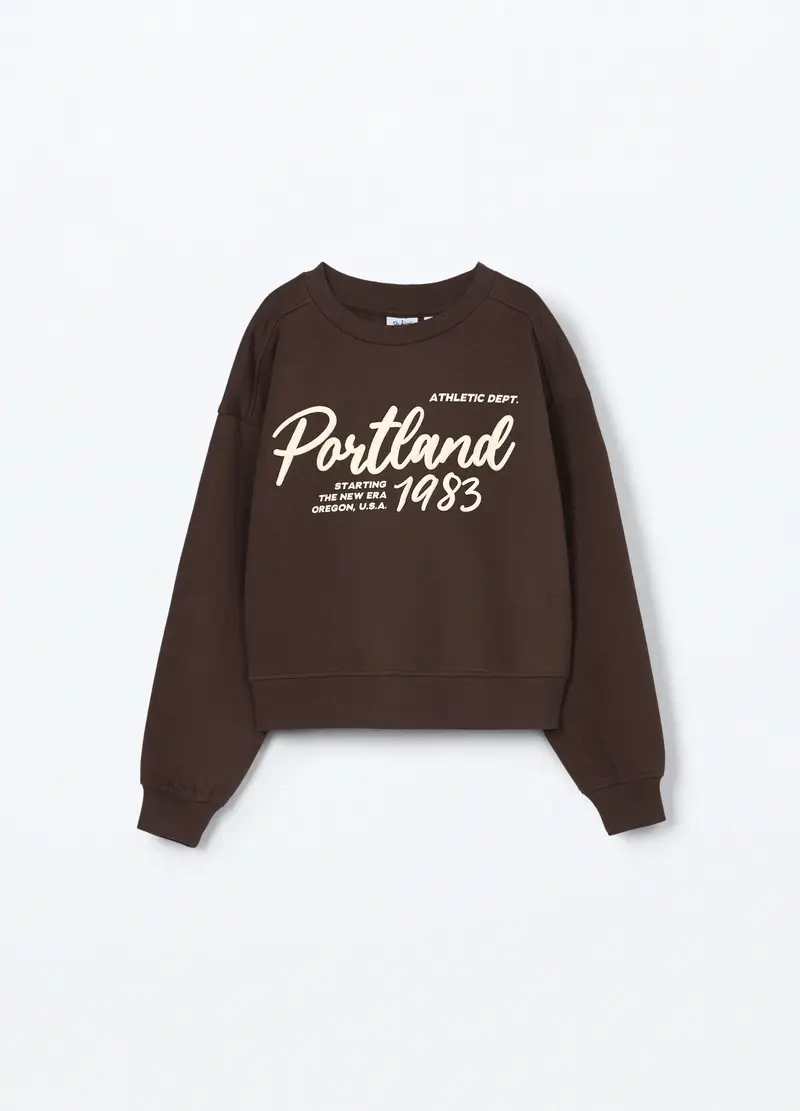 Felpa Misto Cotone Ragazza, Bambina, Marrone cioccolato