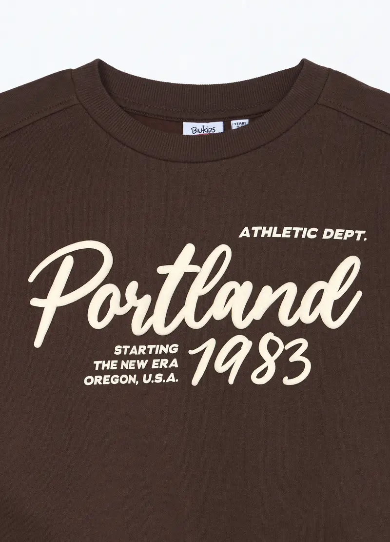 Felpa Misto Cotone Ragazza, Bambina, Marrone cioccolato miniatura 3