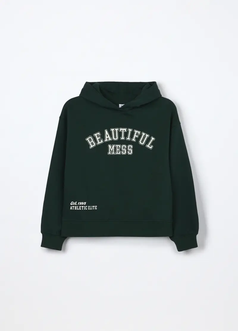 Felpa Misto Cotone Ragazza, Bambina, Verde foglia