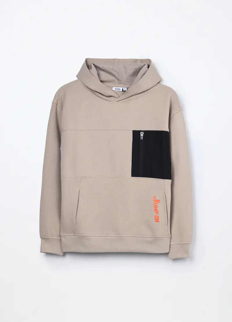 Felpa Misto Cotone Ragazzo, Bambino, Beige