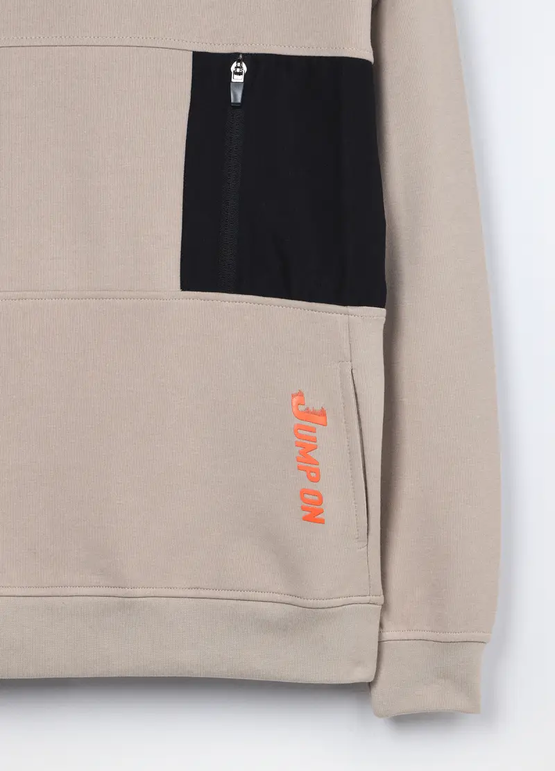 Felpa Misto Cotone Ragazzo, Bambino, Beige miniatura 3