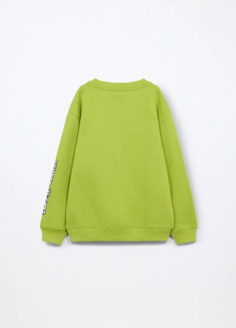 Felpa Misto Cotone Ragazzo, Bambino, Verde acido miniatura 2