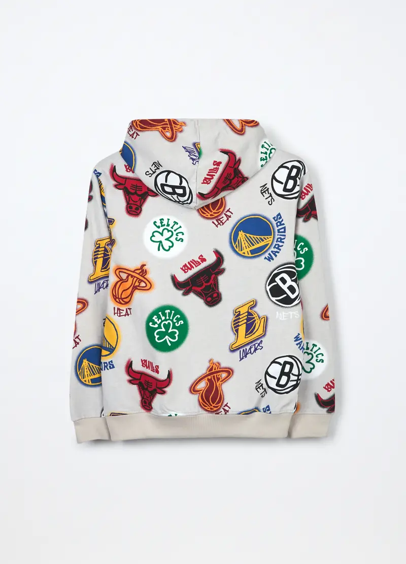 Felpa Nba In French Terry Di Puro Cotone Ragazzo, Bambino, Grigio chiaro miniatura 2