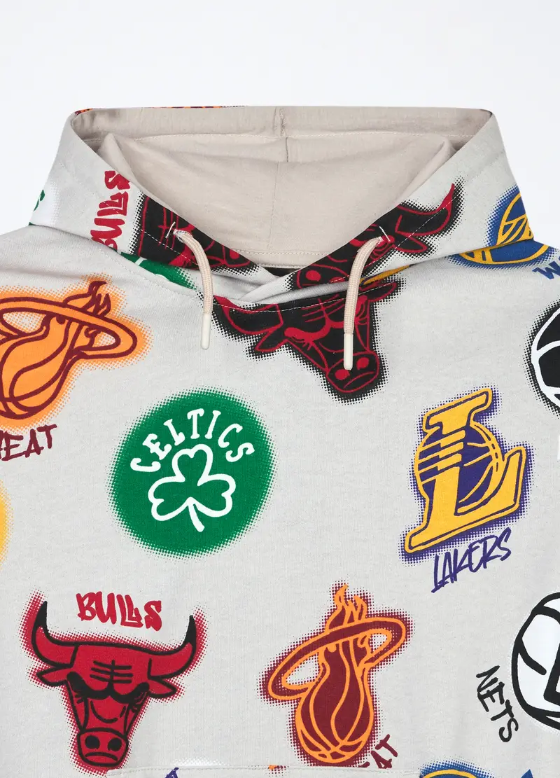 Felpa Nba In French Terry Di Puro Cotone Ragazzo, Bambino, Grigio chiaro miniatura 3