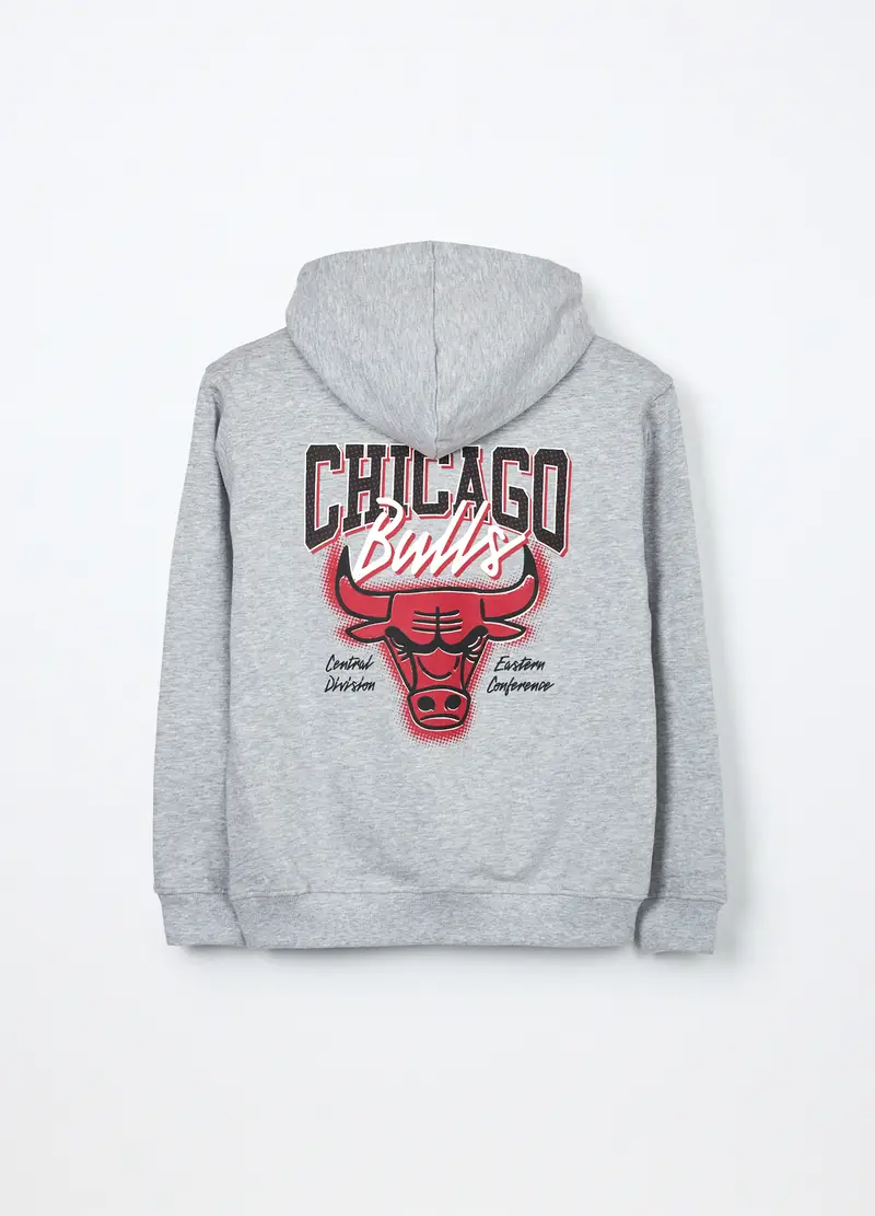 Felpa Nba In French Terry Di Puro Cotone Ragazzo, Bambino, Grigio chiaro melange miniatura 2