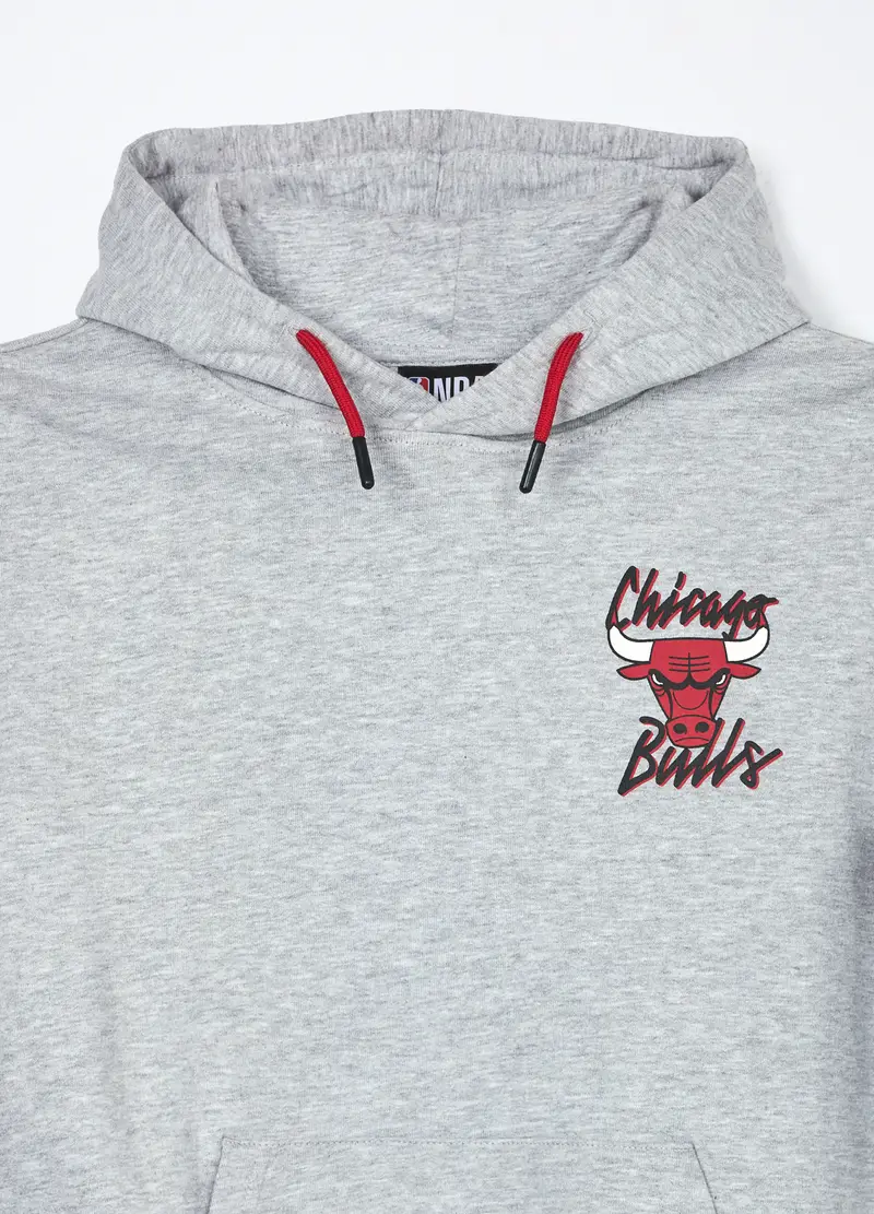 Felpa Nba In French Terry Di Puro Cotone Ragazzo, Bambino, Grigio chiaro melange miniatura 3