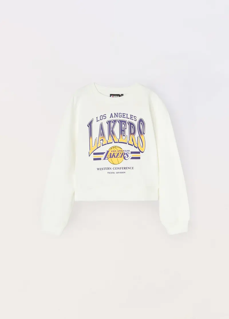Felpa Nba Misto Cotone Ragazza, Bambina, Bianco