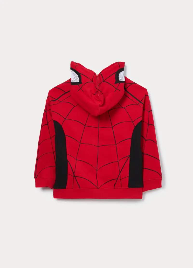 Felpa Spider-man In French Terry Di Puro Cotone Bambino, Rosso aragosta miniatura 2