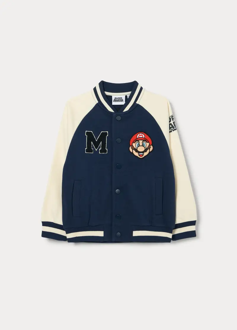Felpa Varsity In French Terry Bambino, Blu scuro