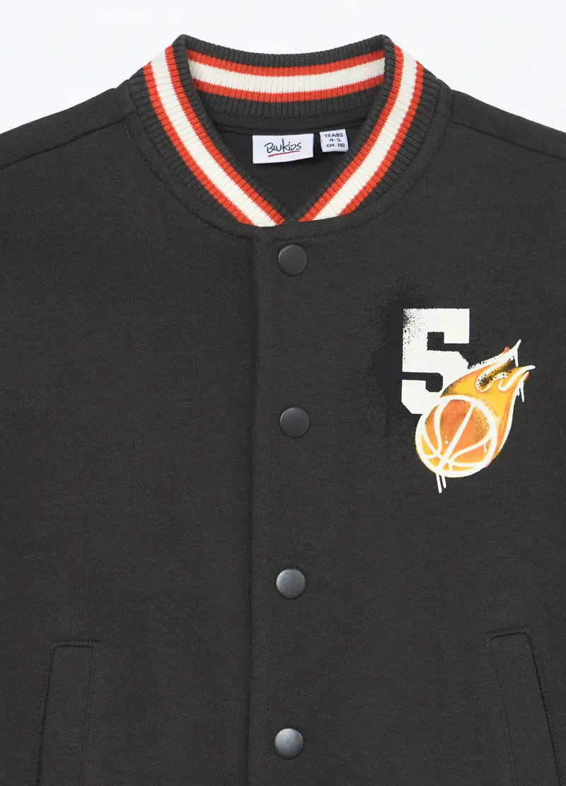 Blukids, Felpa Varsity In French Terry Di Misto Cotone Bambino, Grigio scuro, Taglia: 3-4 miniatura 2