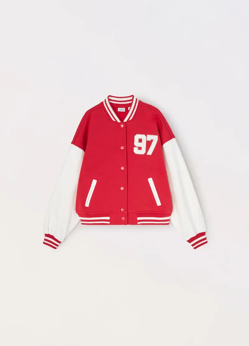 Blukids, Felpa Varsity In Misto Cotone Ragazza, Bambina, Rosso aragosta, Taglia: 9-10