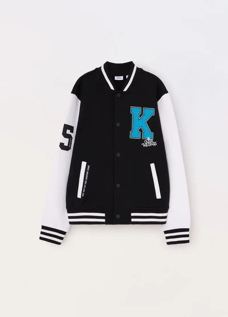Blukids, Felpa Varsity In Puro Cotone Ragazzo, Bambino, Nero, Taglia: 9-10