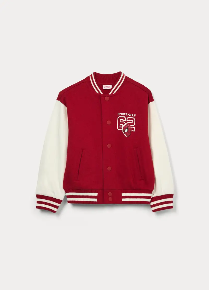 Felpa Varsity Marvel In Puro Cotone Fleece Bambino, Rosso aragosta