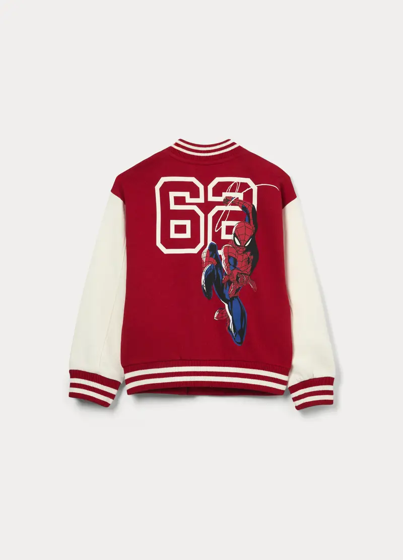 Felpa Varsity Marvel In Puro Cotone Fleece Bambino, Rosso aragosta miniatura 2