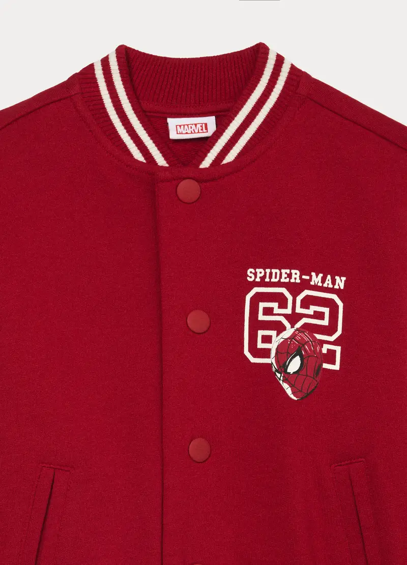 Felpa Varsity Marvel In Puro Cotone Fleece Bambino, Rosso aragosta miniatura 3