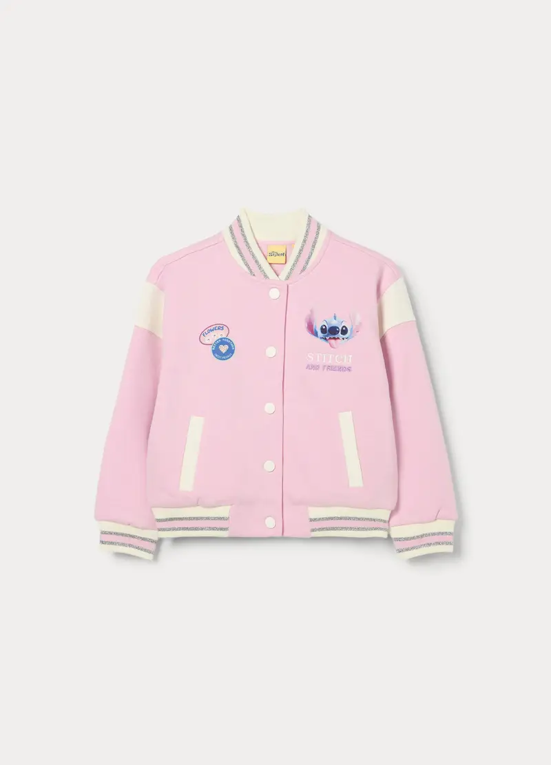 Felpa Varsity Stitch Misto Cotone Bambina, Rosa pastello