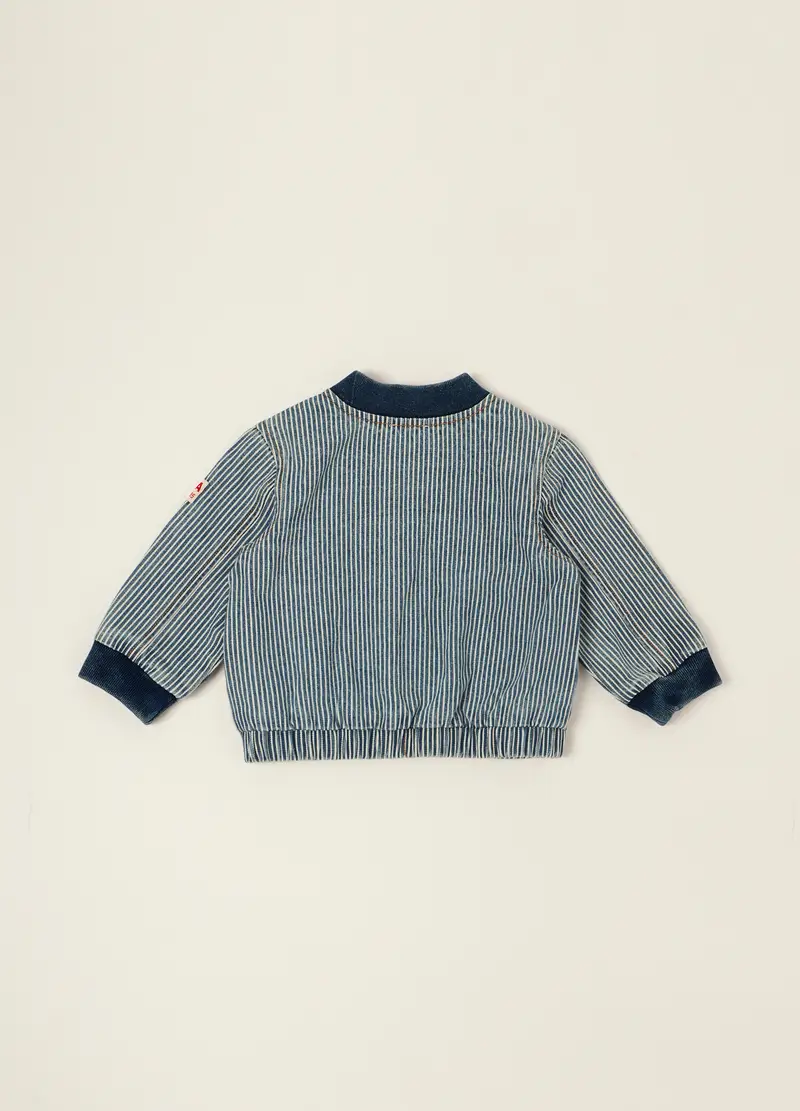 Giacca A Righe Blu In Misto Cotone, Viscosa E Lyocell Per Neonato, Bianco/Nero miniatura 2