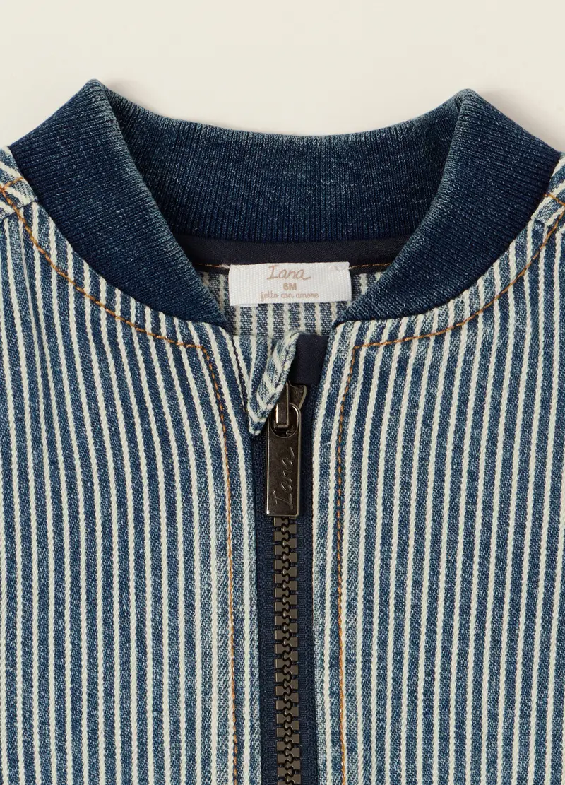 Giacca A Righe Blu In Misto Cotone, Viscosa E Lyocell Per Neonato, Bianco/Nero miniatura 3
