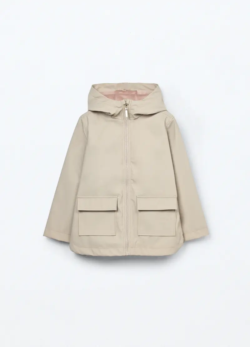 Blukids, Giacca A Vento Con Cappuccio Bambina, Beige chiaro, Taglia: 5-6