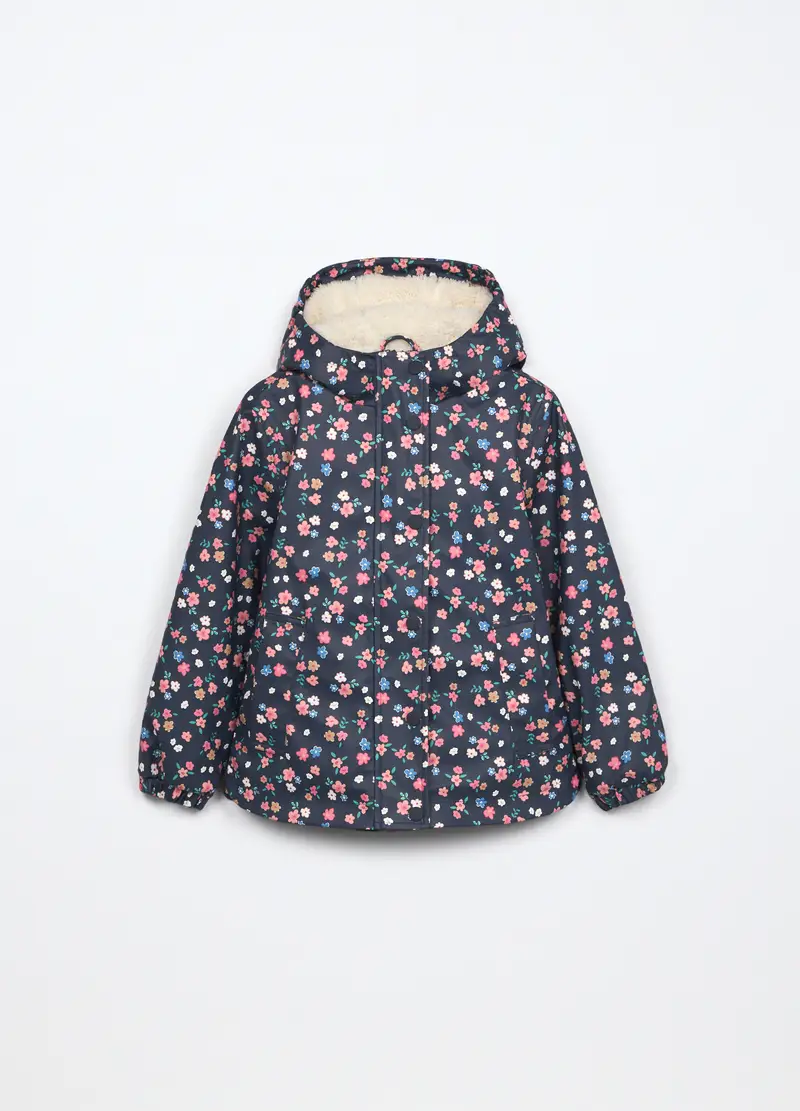 Giacca A Vento Con Cappuccio Bambina, Blu scuro