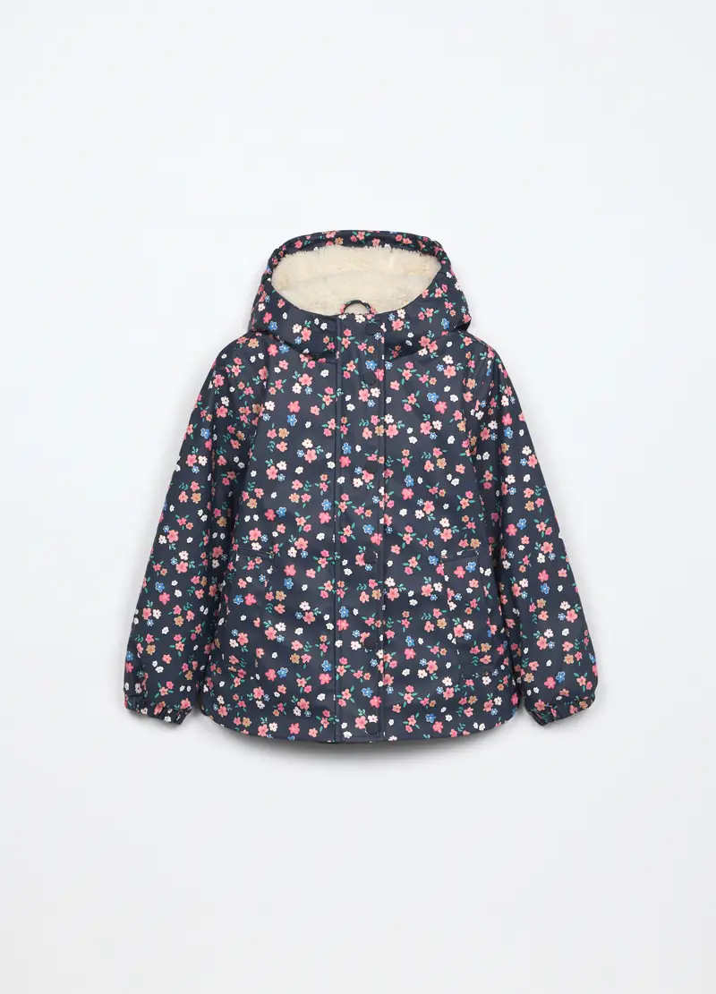 Giacca A Vento Con Cappuccio Bambina, Blu scuro