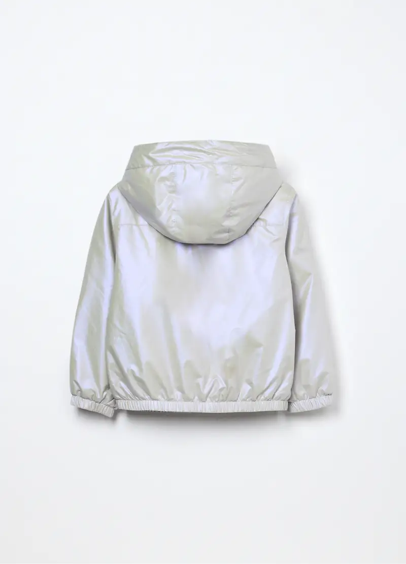 Giacca A Vento Con Cappuccio Bambina, Grigio argento miniatura 2