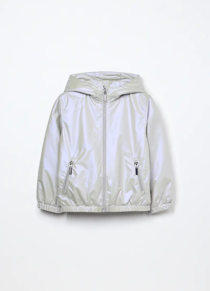 Blukids, Giacca A Vento Con Cappuccio Bambina, Grigio argento, Taglia: 3-4