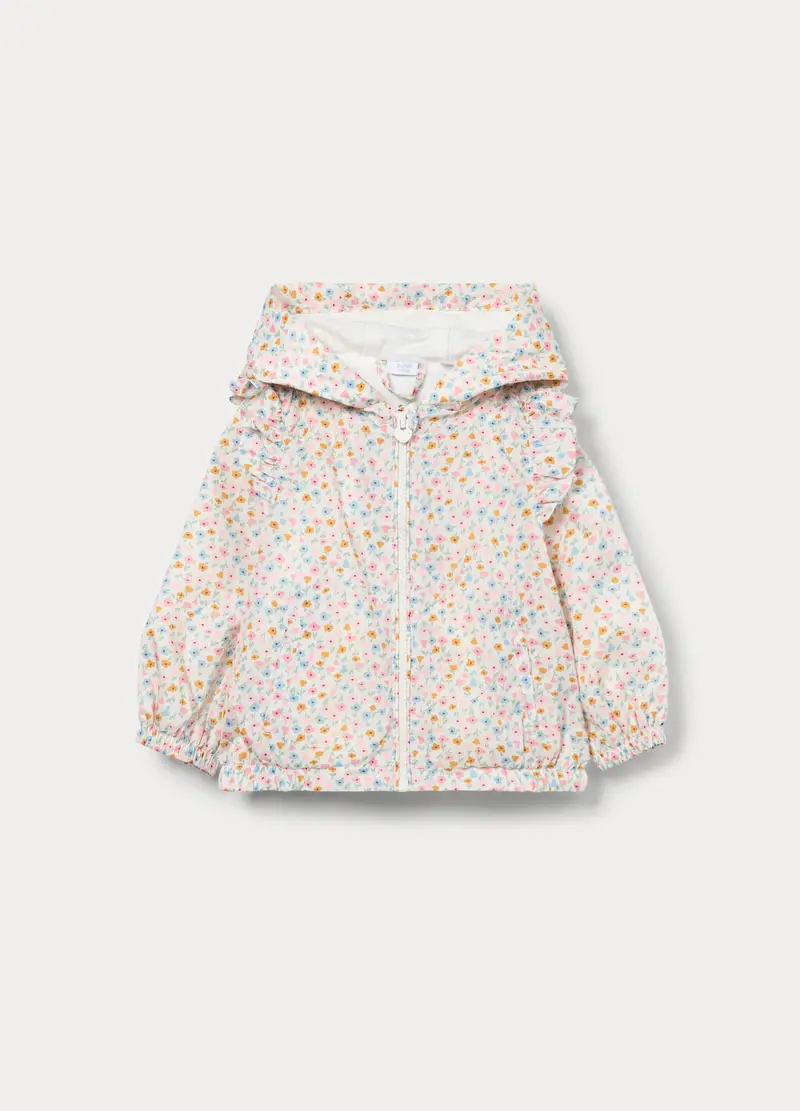 Giacca A Vento Con Cappuccio Neonata, Bianco