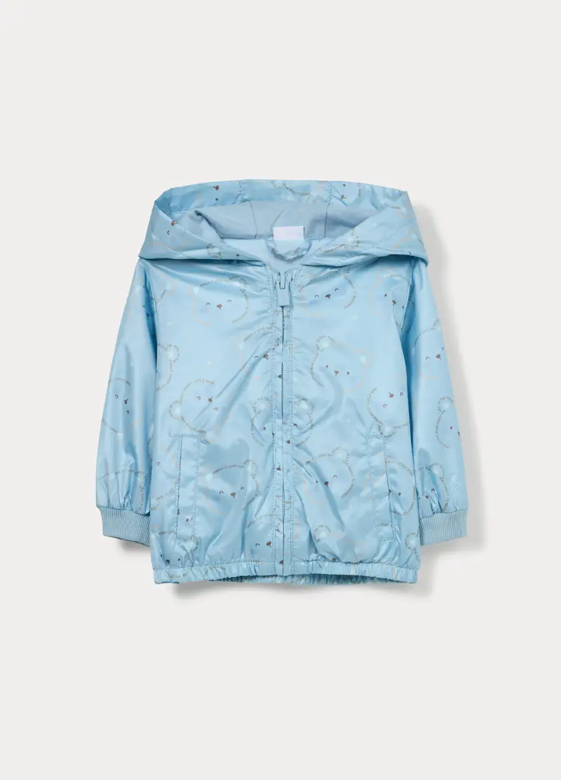 Giacca A Vento Con Cappuccio Neonato, Azzurro chiaro
