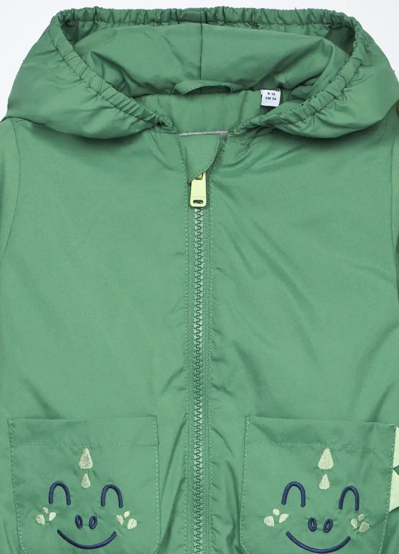 Blukids, Giacca A Vento Con Cappuccio Neonato, Bambino, Verde foglia, Taglia: 9-12 miniatura 2